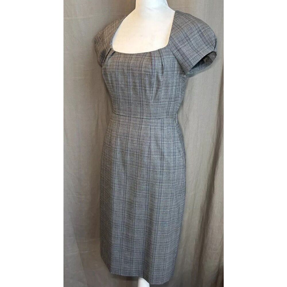 Banana Republic NWT Gray Plaid Square Neck Sheath Dress Size 0 Petite - Picture 5 of 16